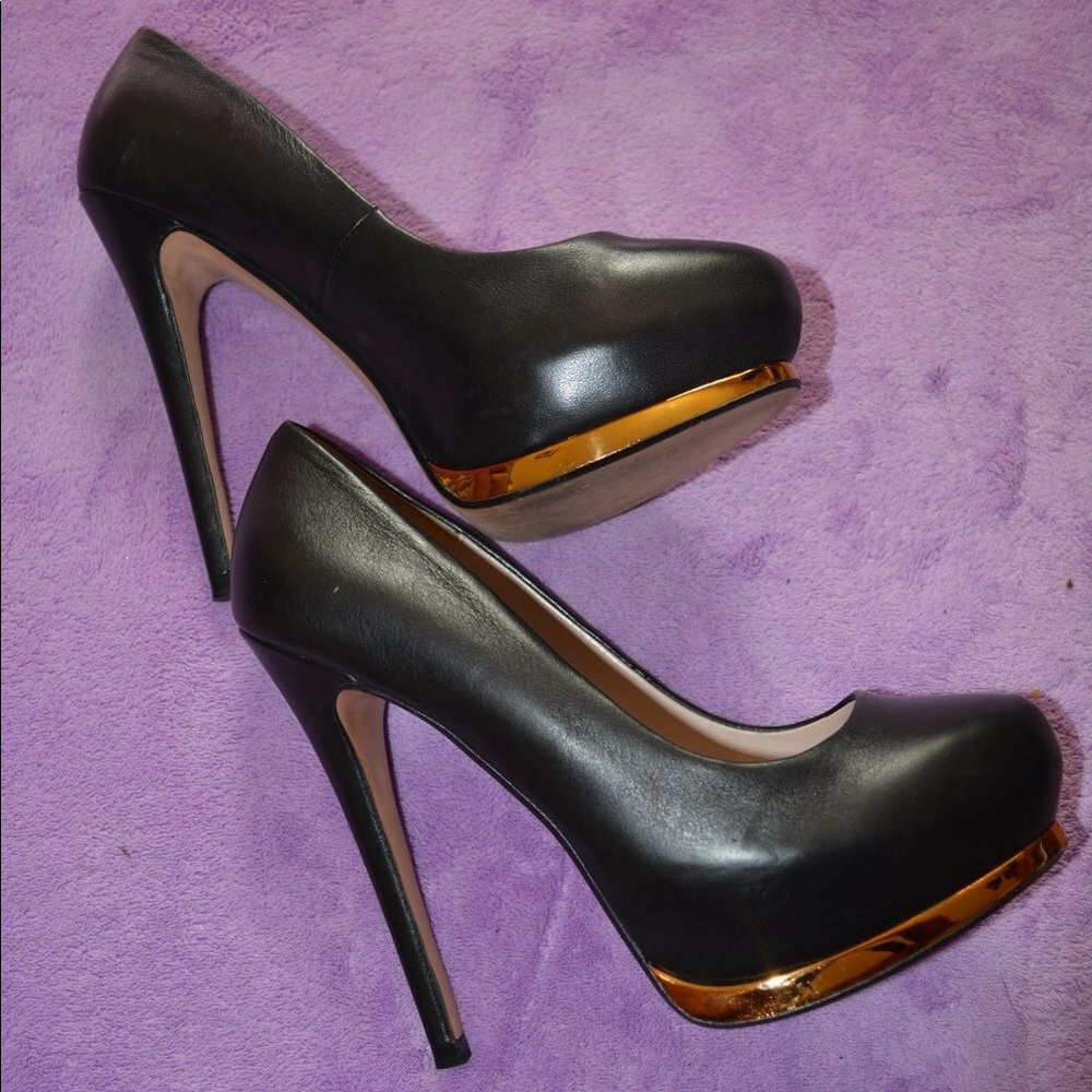 Zara Genuine Leather Platform Shoes Black